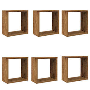 Nástěnné police kostky 6 ks old wood 30 x 15 x 30 cm kompozit - obrázek 2