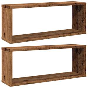 Nástěnné obdélníkové police 2 ks old wood 60x15x23 cm kompozit - obrázek 2