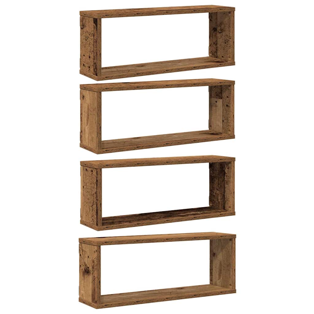 vidaXL Nástěnné obdélníkové police 4 ks old wood 60x15x23 cm kompozit