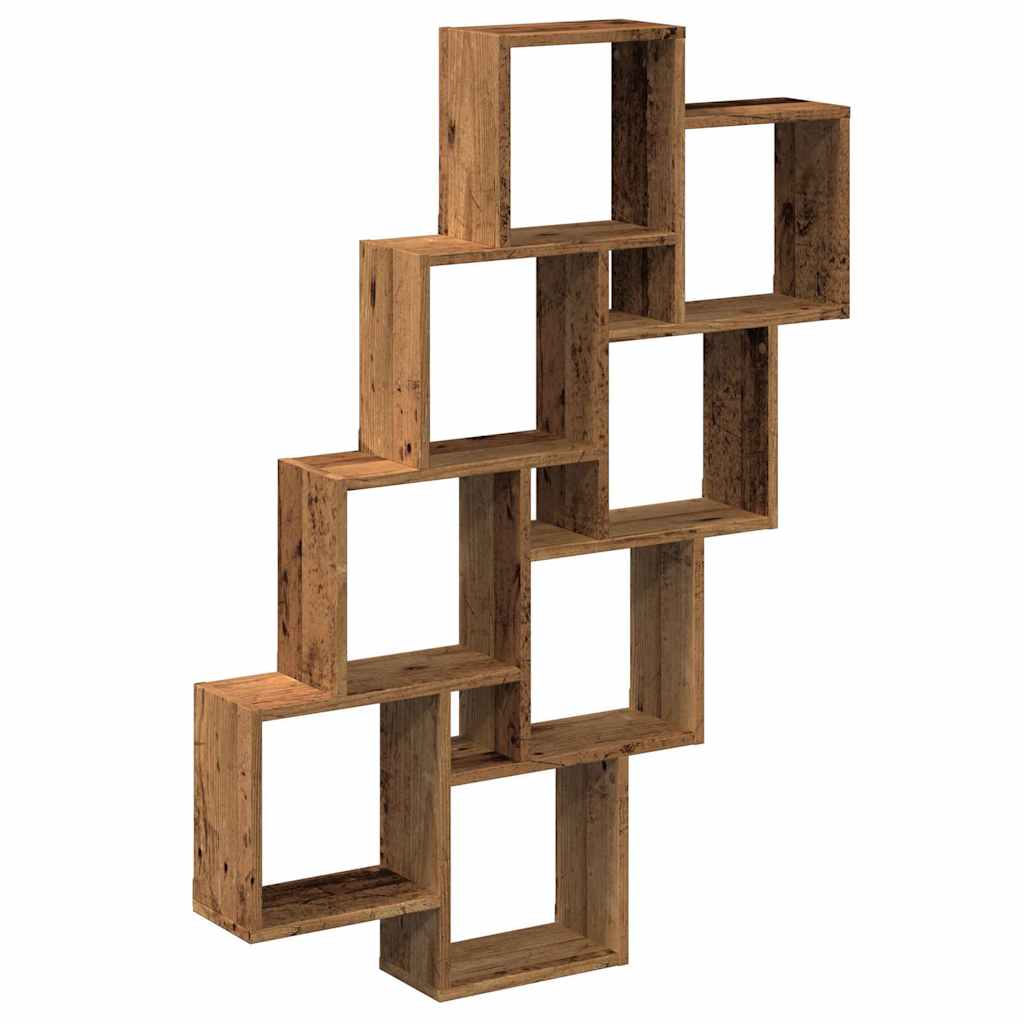 vidaXL Nástěnná police kostky old wood 90x15x119,5 cm kompozitní dřevo
