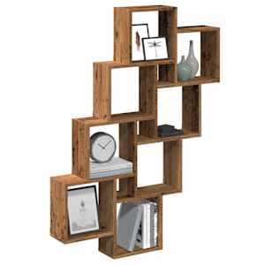 Stenska kockasta polica iz starega lesa 90x15x119,5 cm