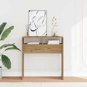 Konzolna mizica artisan hrast 78x30x80 cm inženirski les