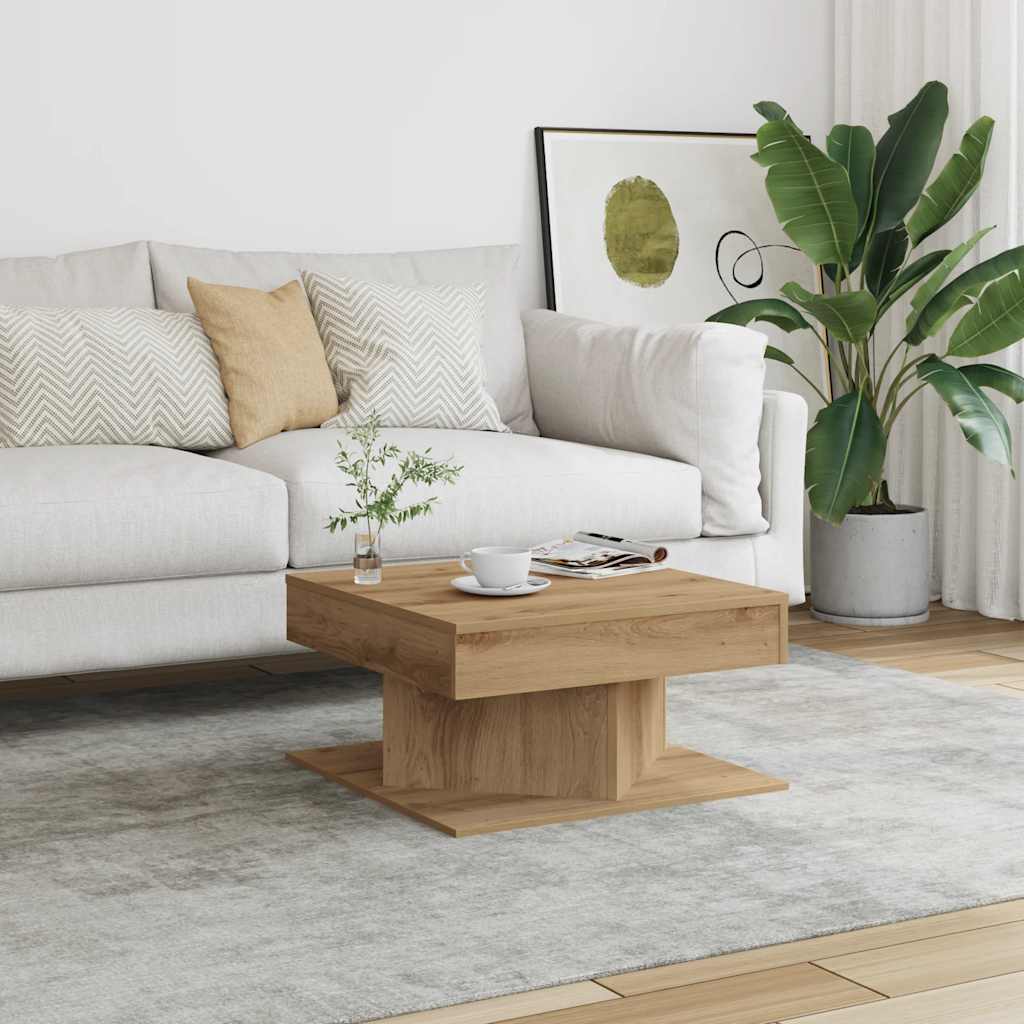 vidaXL Salontafel 55x55x30 cm bewerkt hout artisanaal eikenkleurig afbeelding