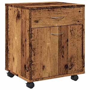 Skříňka na kolečkách old wood 45 x 38 x 54 cm kompozitní dřevo - obrázek 2
