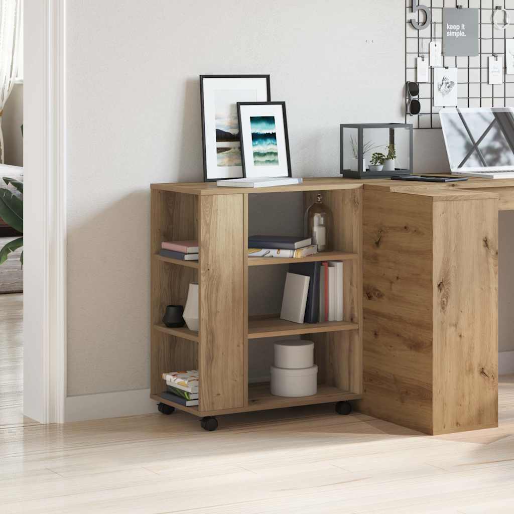 vidaXL Dulap cu roți, stejar artizanal, 60x35x75 cm, lemn prelucrat