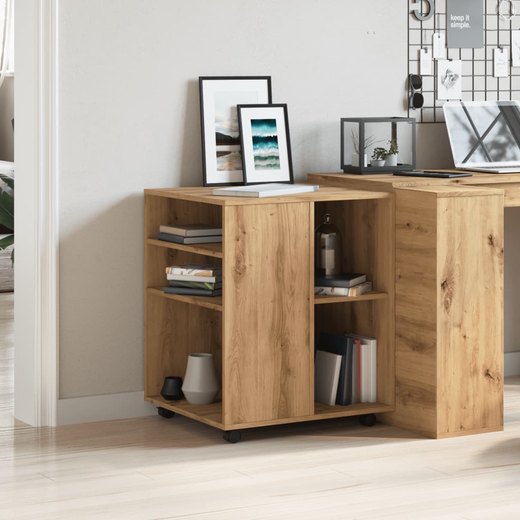 vidaXL Rolling Cabinet Artisan Oak 60x53x72 cm Engineered Wood