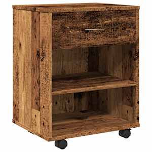 Skříňka na kolečkách old wood 46 x 36 x 59 cm kompozitní dřevo - obrázek 2