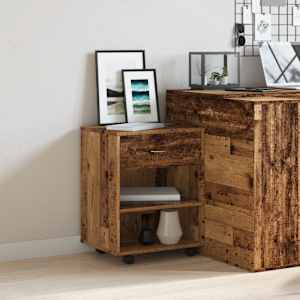 Skříňka na kolečkách old wood 46 x 36 x 59 cm kompozitní dřevo - obrázek 3