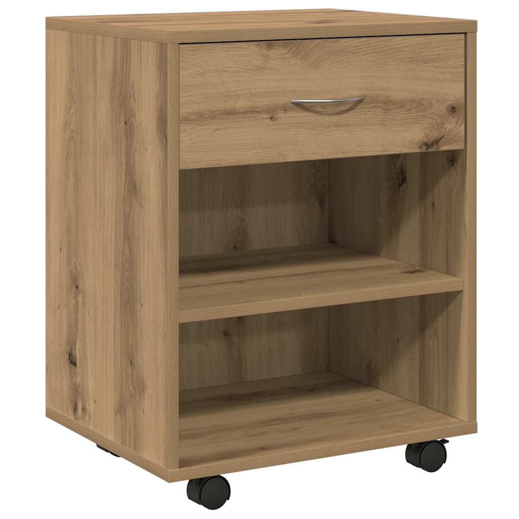 vidaXL Skříňka na kolečkách dub artisan 46x36x59 cm kompozitní dřevo