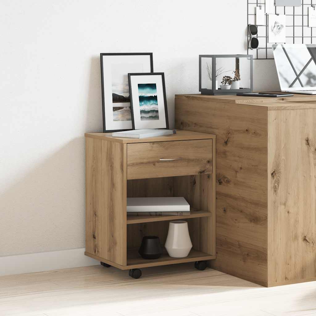 vidaXL Dulap cu roți, stejar artizanal, 46x36x59 cm, lemn prelucrat