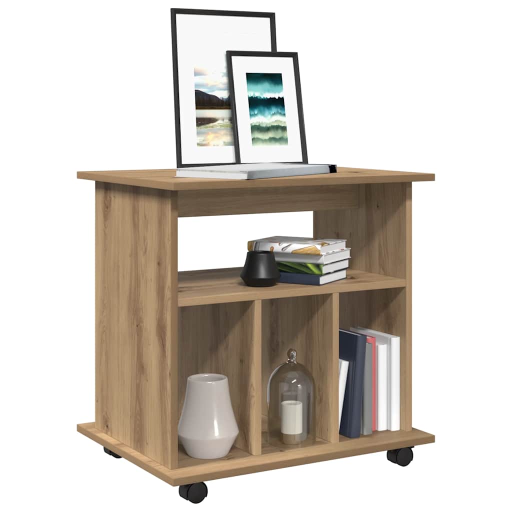 vidaXL Dulap cu roți, stejar artizanal, 60x45x60 cm, lemn prelucrat