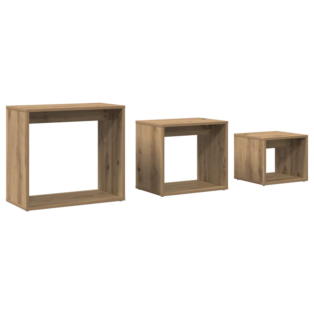 vidaXL Hnízdové stolky 3 ks dub artisan kompozitní dřevo