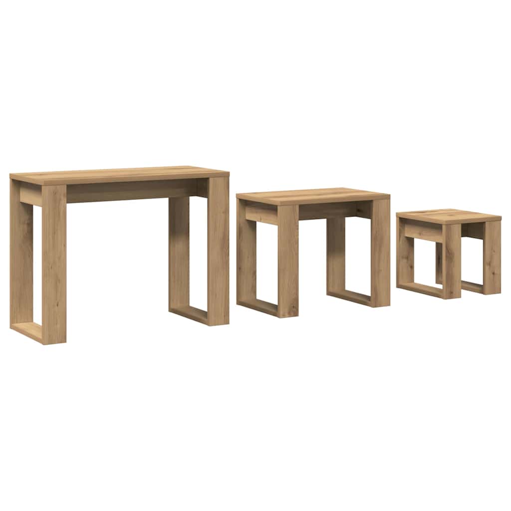 vidaXL Hnízdové stolky 3 ks dub artisan kompozitní dřevo
