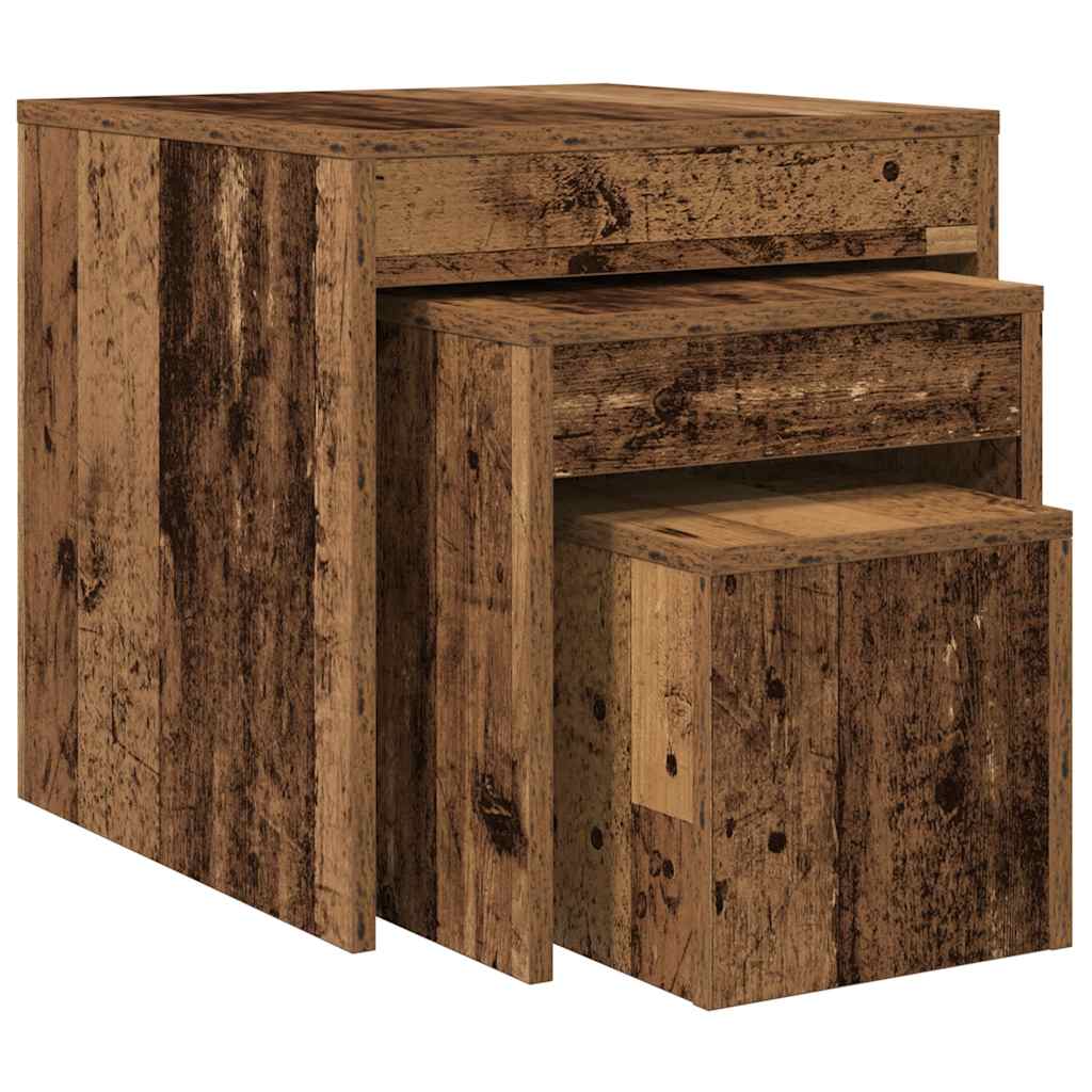 vidaXL Hnízdové stolky 3 ks old wood kompozitní dřevo