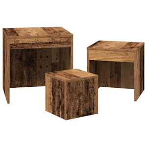 Hnízdové stolky 3 ks old wood kompozitní dřevo - obrázek 7