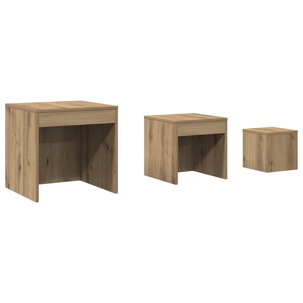 vidaXL Hnízdové stolky 3 ks dub artisan kompozitní dřevo