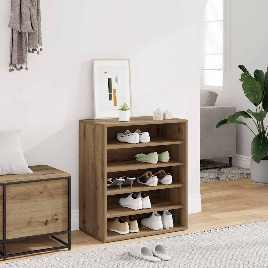vidaXL kézműves tölgy színű szerelt fa cipősszekrény 60 x 35 x 70 cm
