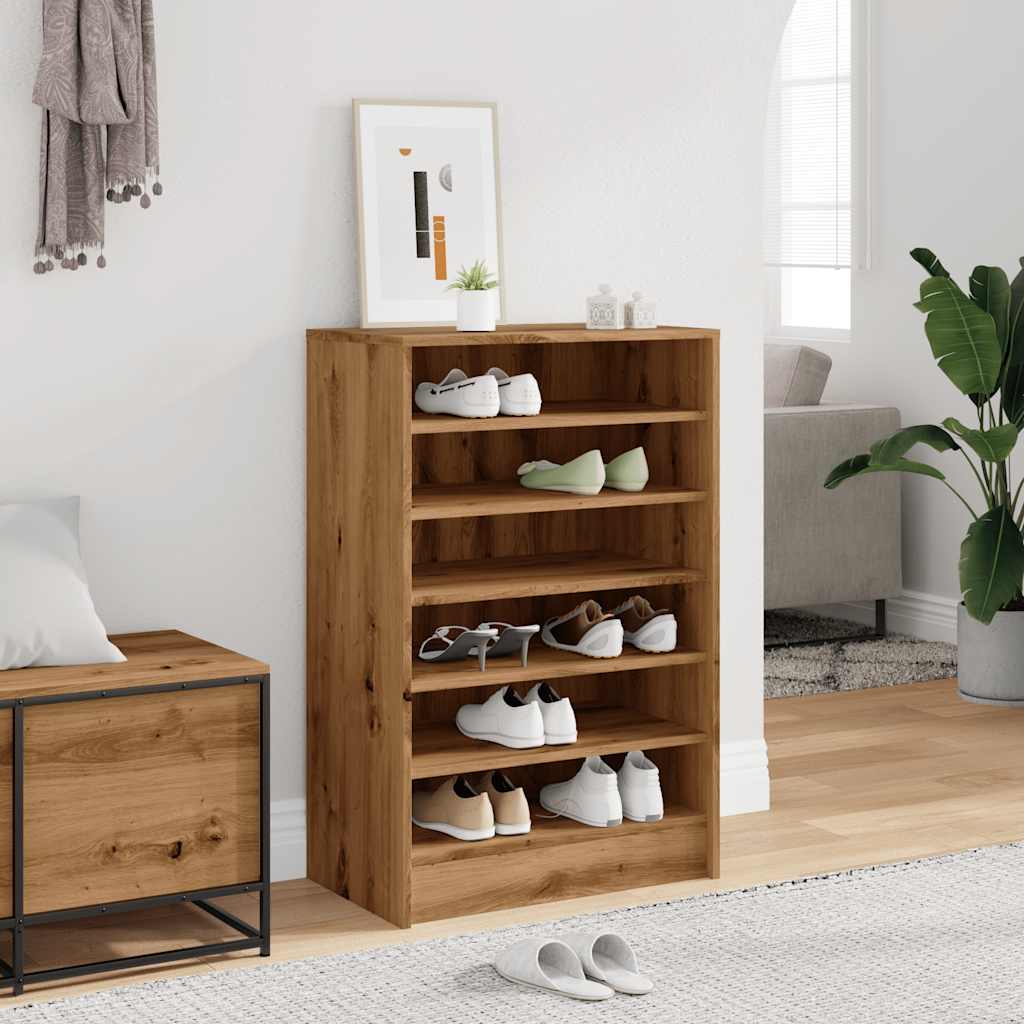 vidaXL Schoenenkast 60x35x92 cm bewerkt hout artisanaal eikenkleur afbeelding