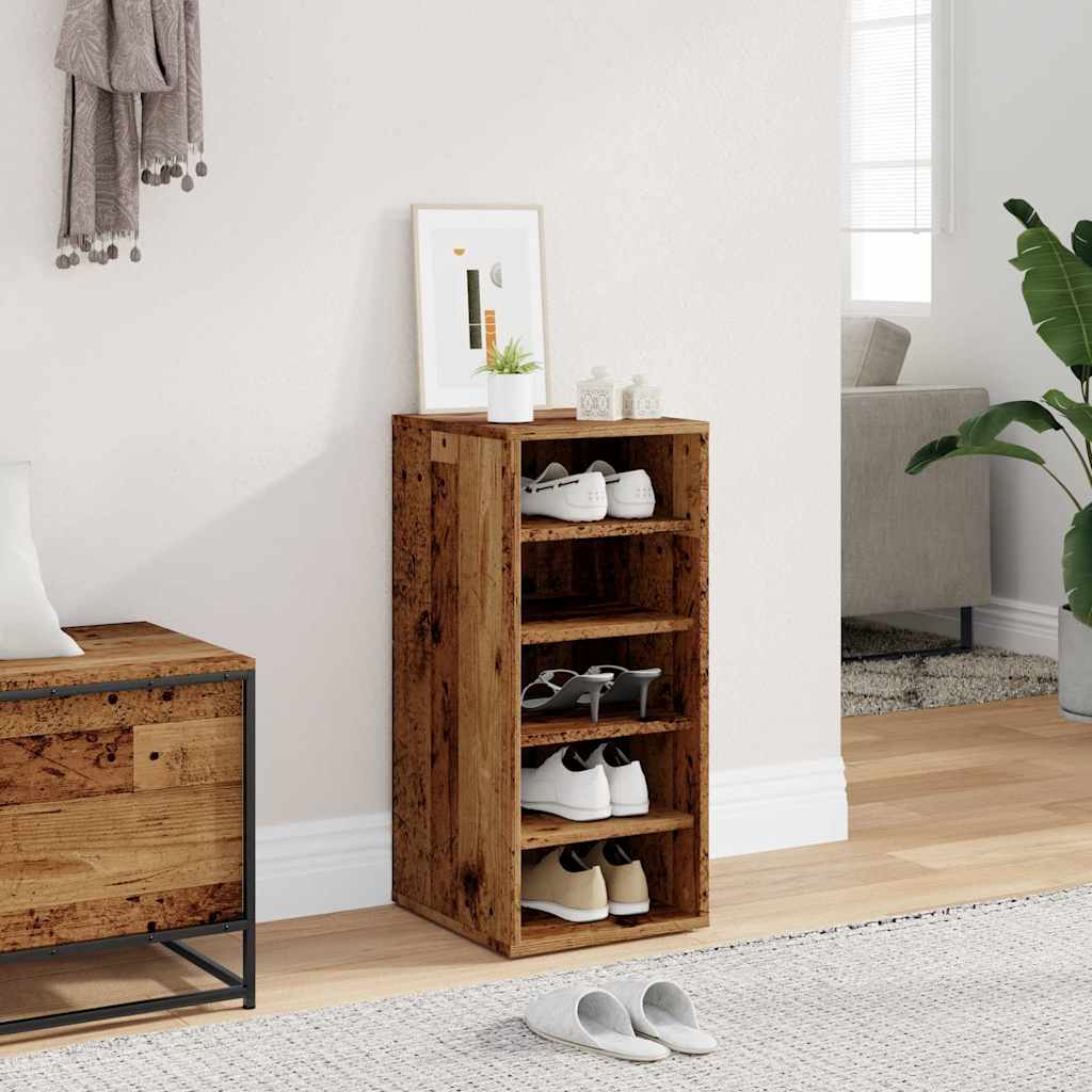 vidaXL Schoenenkast 32x35x70 cm bewerkt hout oud houtkleurig afbeelding