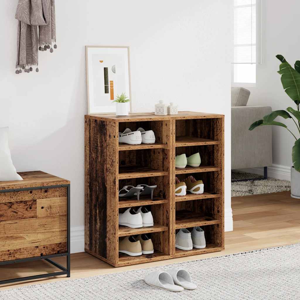 vidaXL Schuhschränke 2 Stk. Altholz-Optik 32x35x70 cm Holzwerkstoff
