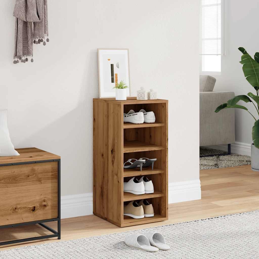vidaXL Schoenenkast 32x35x70 cm bewerkt hout artisanaal eikenkleur afbeelding