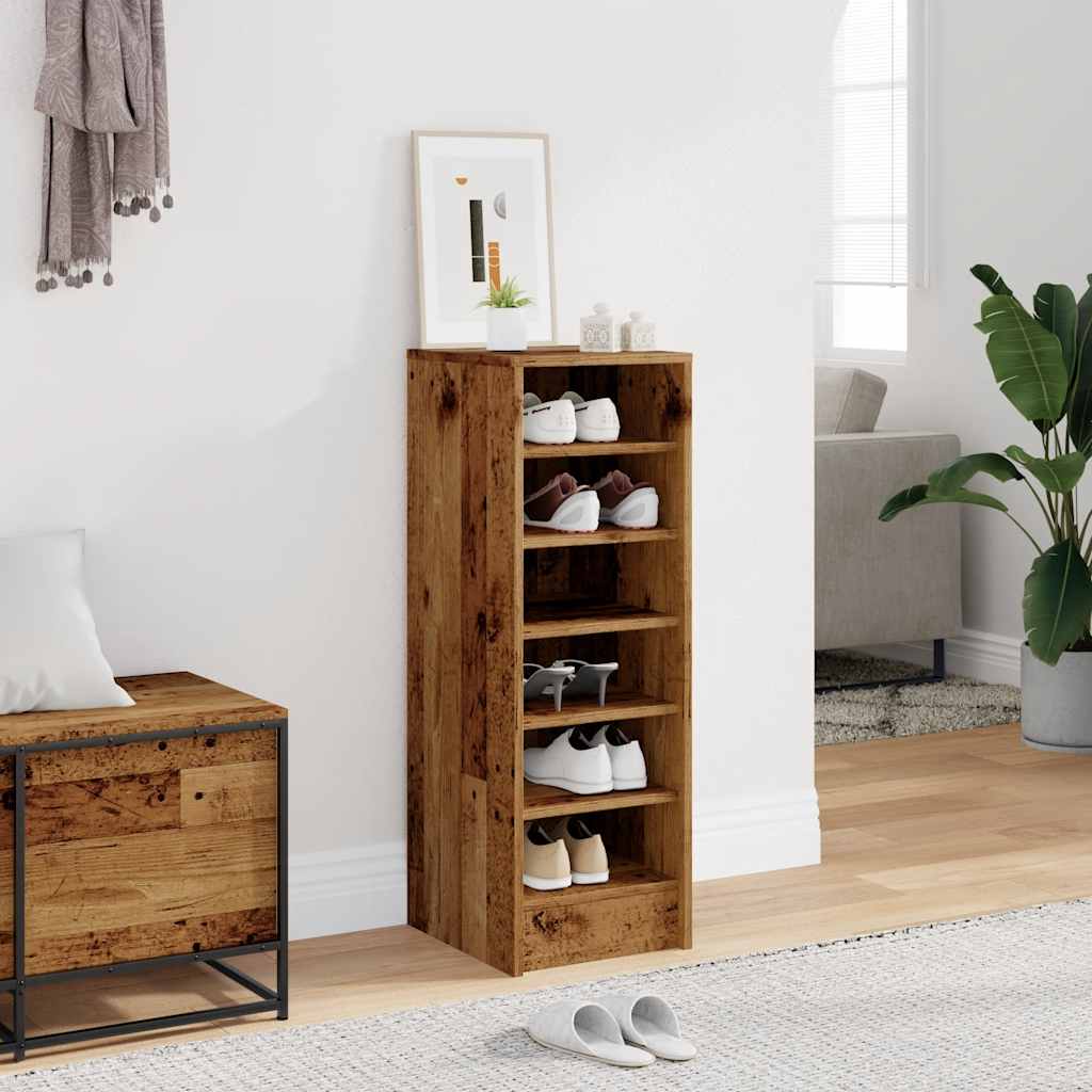 vidaXL Schoenenkast 32x35x92 cm bewerkt hout oud houtkleurig afbeelding