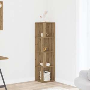 Kotna omarica artisan hrast 33x33x132 cm inženirski les