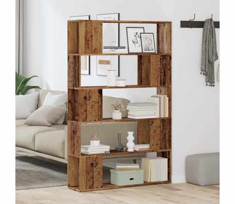 vidaXL Bokhylle/romdeler gammelt tre 100x24x155 cm