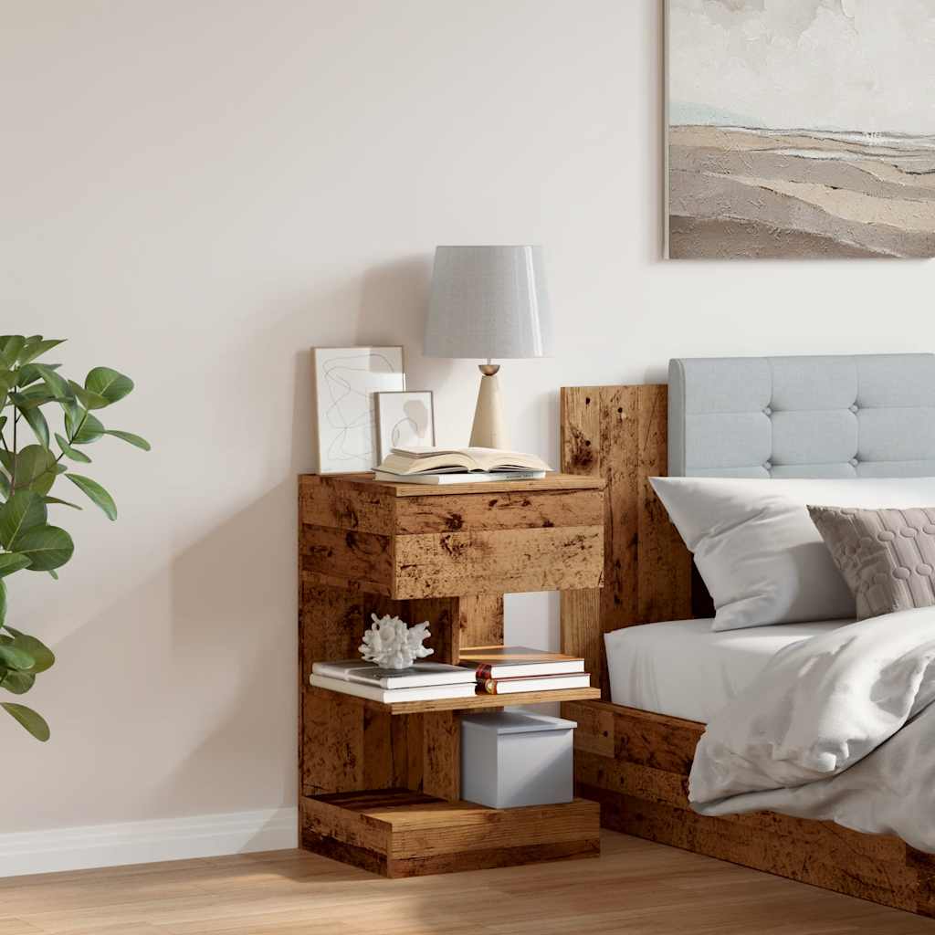 vidaXL Nachtkastje 40x35x65 cm bewerkt hout oud houtkleurig afbeelding