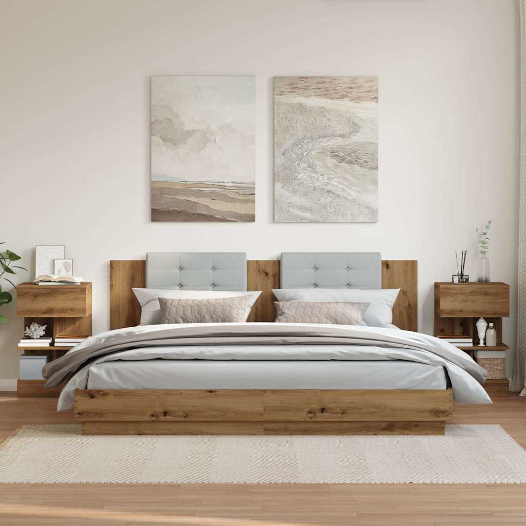 vidaXL 2 db kézműves tölgy színű szerelt fa éjjeliszekrény 40x35x65 cm