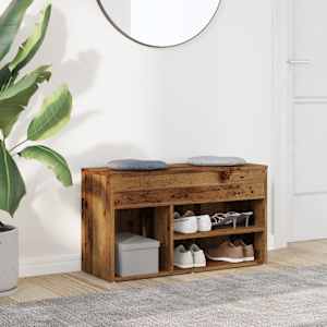 Lavice s botníkem old wood 80 x 30 x 45 cm kompozitní dřevo - obrázek 3