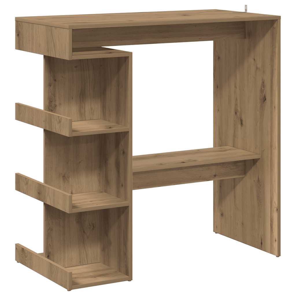 vidaXL Barový stůl s úložným regálem šedý dub artisan 100x48x101,5 cm