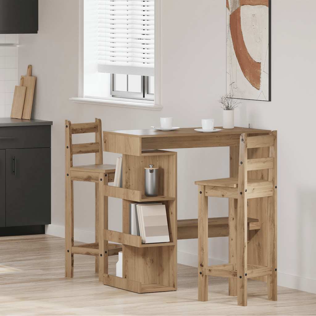 vidaXL Bartisch mit Regal Artisan-Eiche 100x48x101,5 cm