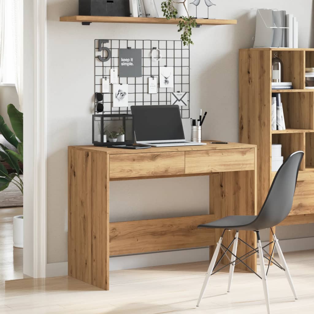 vidaXL Bureau 101x50x76,5 cm bewerkt hout artisanaal eikenkleur afbeelding