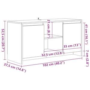 TV skříňka old wood 102 x 37,5 x 52,5 cm kompozitní dřevo - obrázek 10