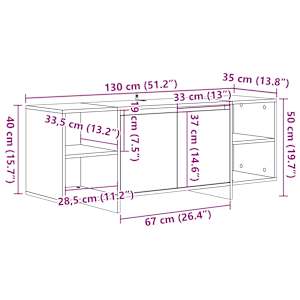 TV skříňka old wood 130 x 35 x 50 cm kompozitní dřevo - obrázek 10