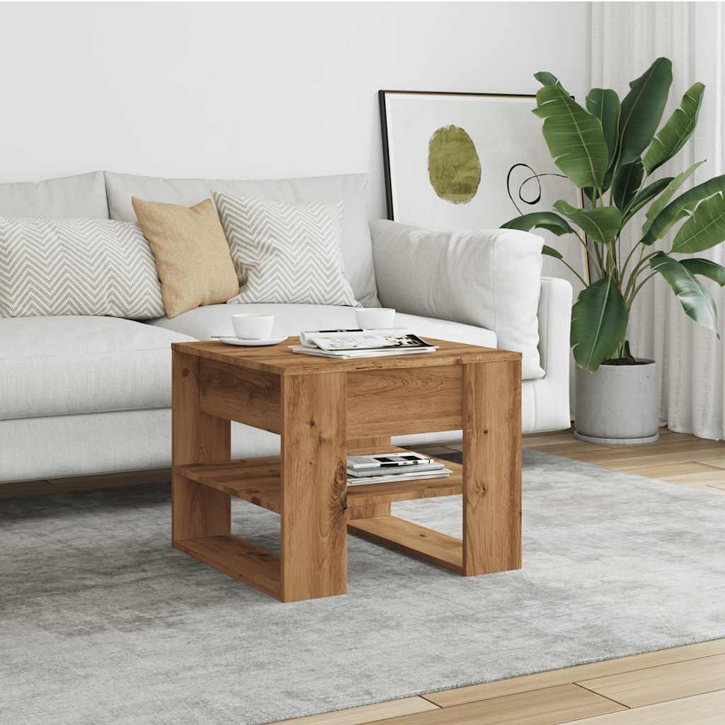 vidaXL Salontafel 55,5x55x45 cm bewerkt hout artisanaal eikenkleur afbeelding