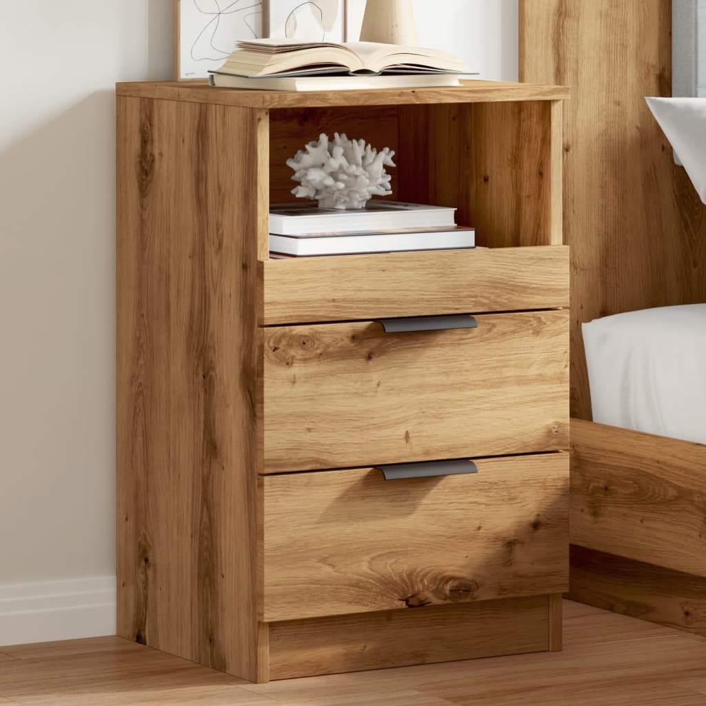 vidaXL Nachtkastjes 2 st 40x36x65cm bewerkt hout artisanaal eikenkleur afbeelding