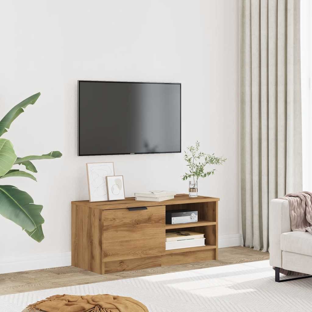 vidaXL Tv-meubel 80x35x36,5 cm bewerkt hout artisanaal eikenkleur afbeelding