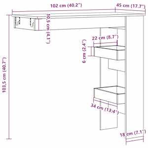 Nástěnný barový stolek dub artisan 102 x 45 x 103,5 cm kompozit - obrázek 9