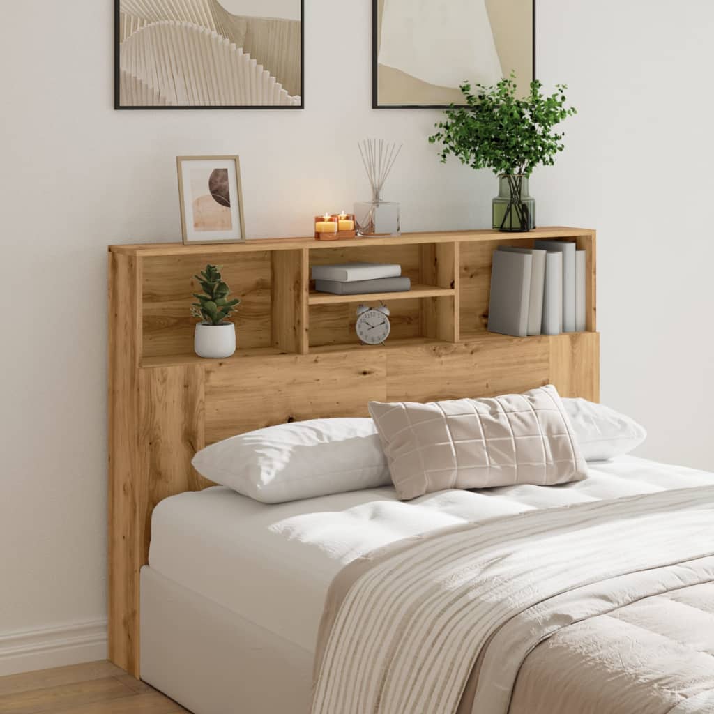 vidaXL Hoofdbordkast 140x19x103,5 cm artisanaal eikenkleur afbeelding