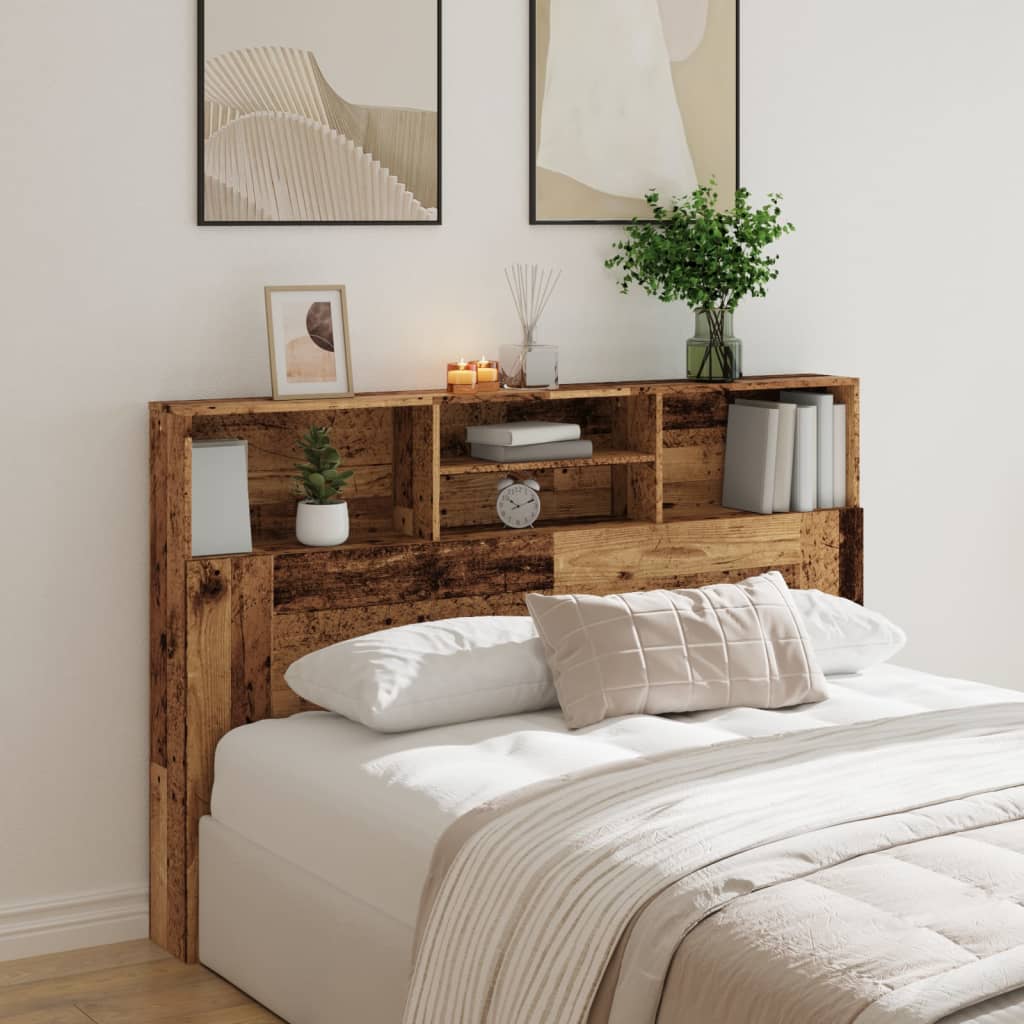 vidaXL Hoofdbordkast 160x19x103,5 cm bewerkt hout oud houtkleurig afbeelding