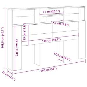 Čelo postele s úložným prostorem old wood 160 x 19 x 103,5 cm - obrázek 9