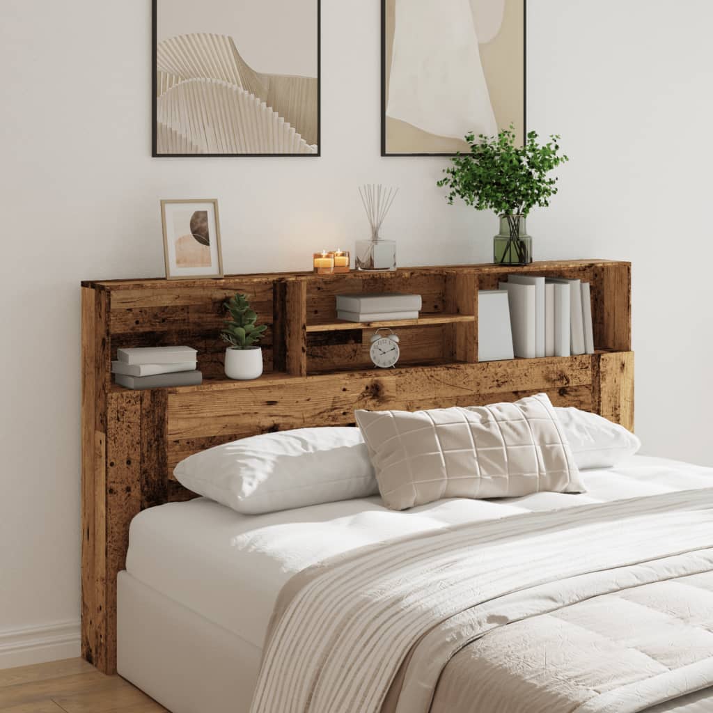 vidaXL Hoofdbordkast 180x19x103,5 cm bewerkt hout oud houtkleurig afbeelding
