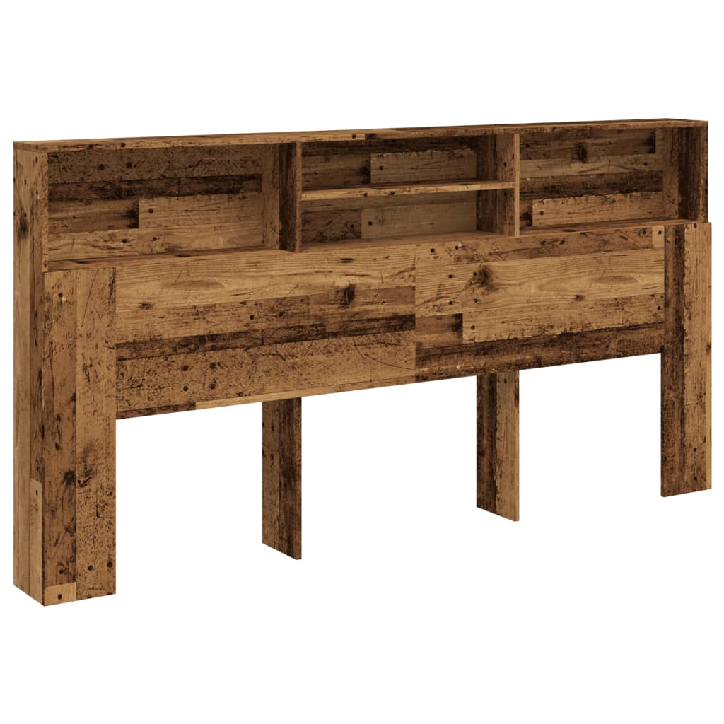 vidaXL Čelo postele s úložným prostorem old wood 200 x 19 x 103,5 cm