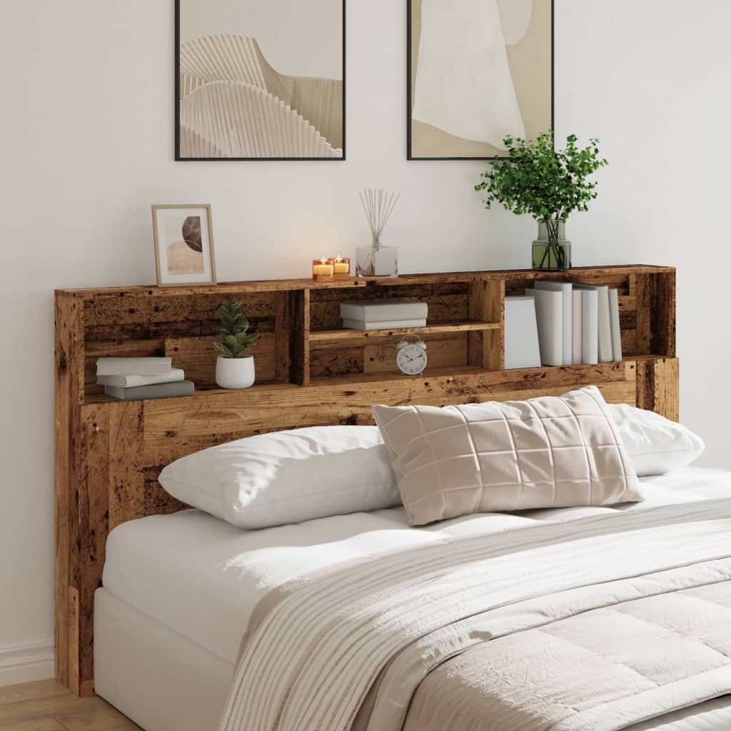 vidaXL Hoofdbordkast 200x19x103,5 cm bewerkt hout oud houtkleurig afbeelding