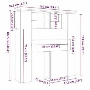 Čelo postele s úložným prostorem old wood 100 x 18,5 x 102,5 cm - obrázek 9