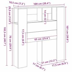Čelo postele s úložným prostorem dub artisan 100x18,5x102,5 cm - obrázek 9