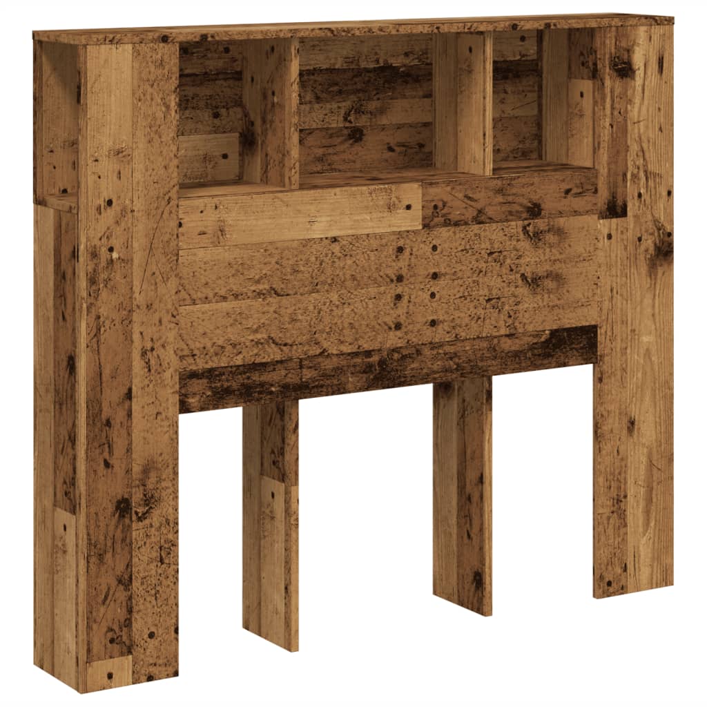 vidaXL Čelo postele s úložným prostorem old wood 120 x 19 x 104,5 cm