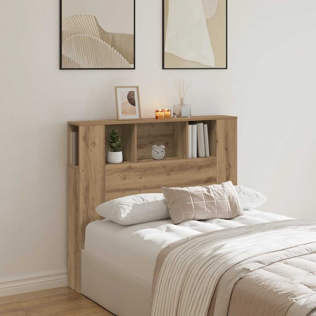 vidaXL Kopfteil mit Ablagen Artisan-Eiche 120x19x104,5cm Holzwerkstoff